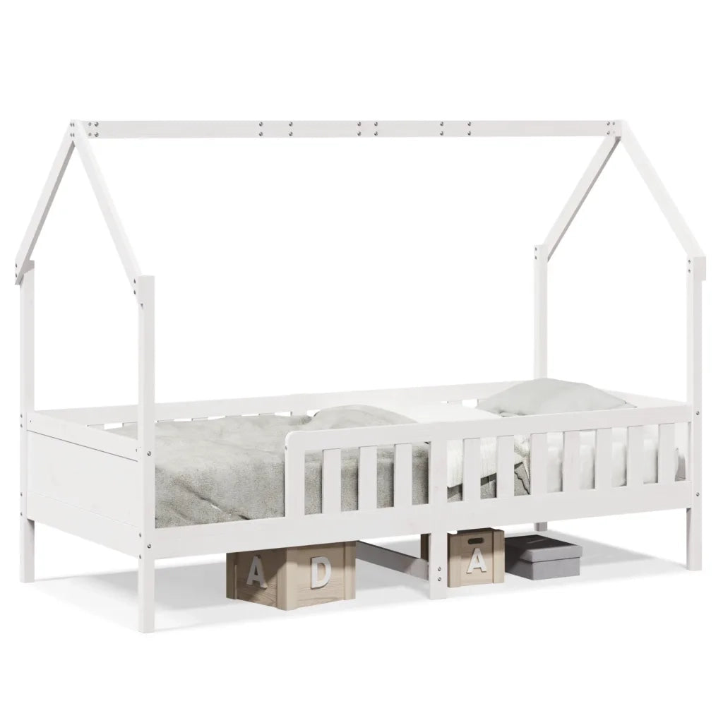 Giroletto Casetta Bambini | Letto Infantile | Lettino Bianco 90x190 cm Legno Massello Pino
