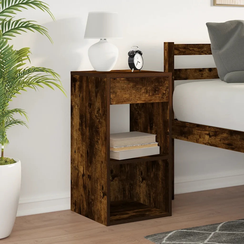 Comodino con Cassetto Rovere Fumo 35x34x66,5 cm 858721