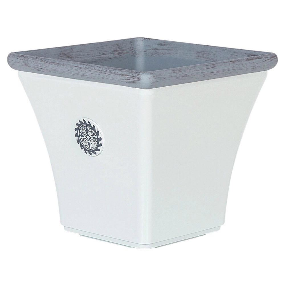 Vaso per piante Fioriera in miscela di pietra bianca per esterni Quadrata 37 x 35 cm per tutte le stagioni