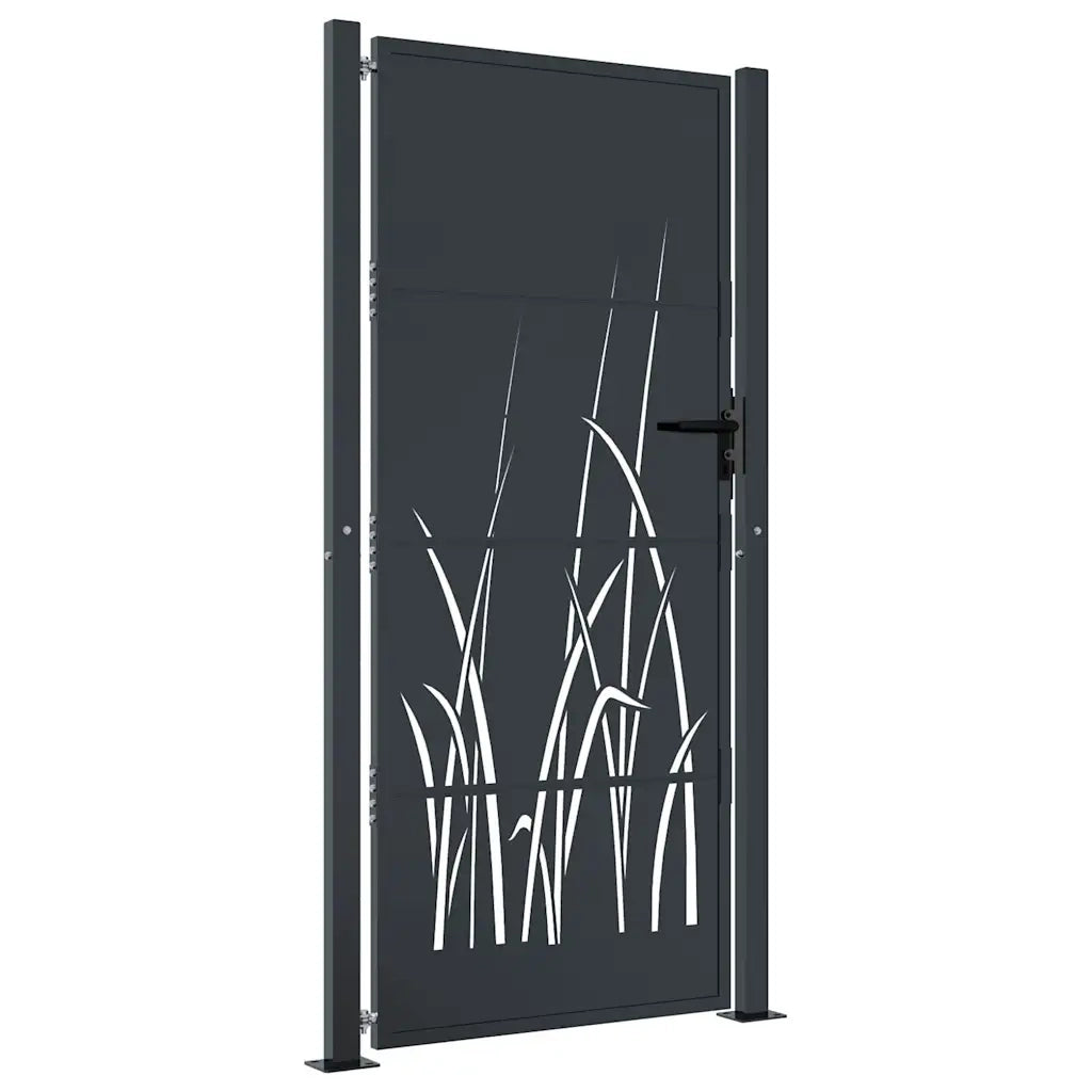 Cancello da giardino-Porta da giardino antracite 105x205 cm in acciaio design erba