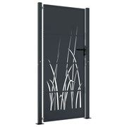 Cancello da giardino-Porta da giardino antracite 105x205 cm in acciaio design erba