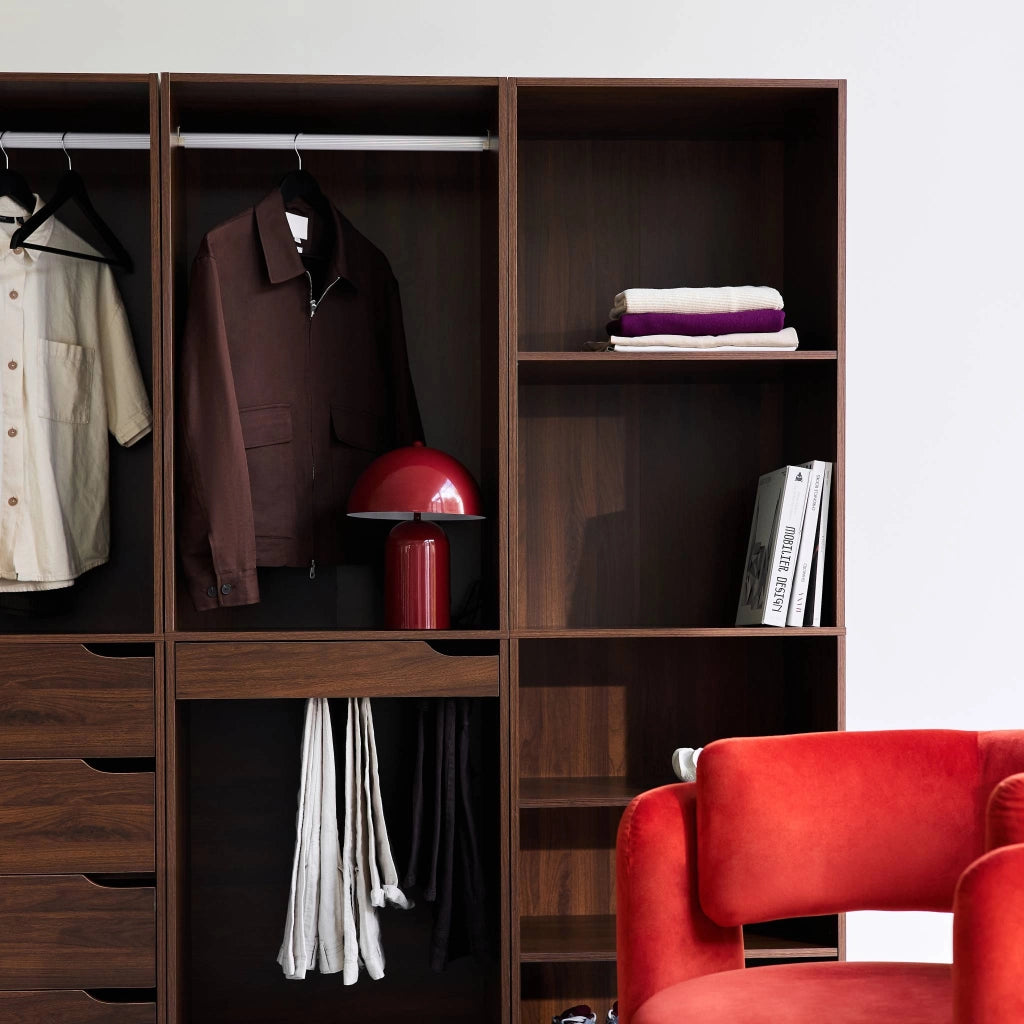Kit guardaroba modulare decorazione legno 3 elementi, noce
