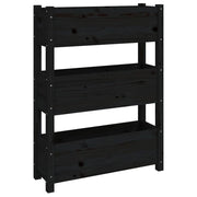 Fioriera rialzata per piante e fiori terrazza giardino 77 x 25 x 104,5 cm legno massello di pino nero 02_0037848