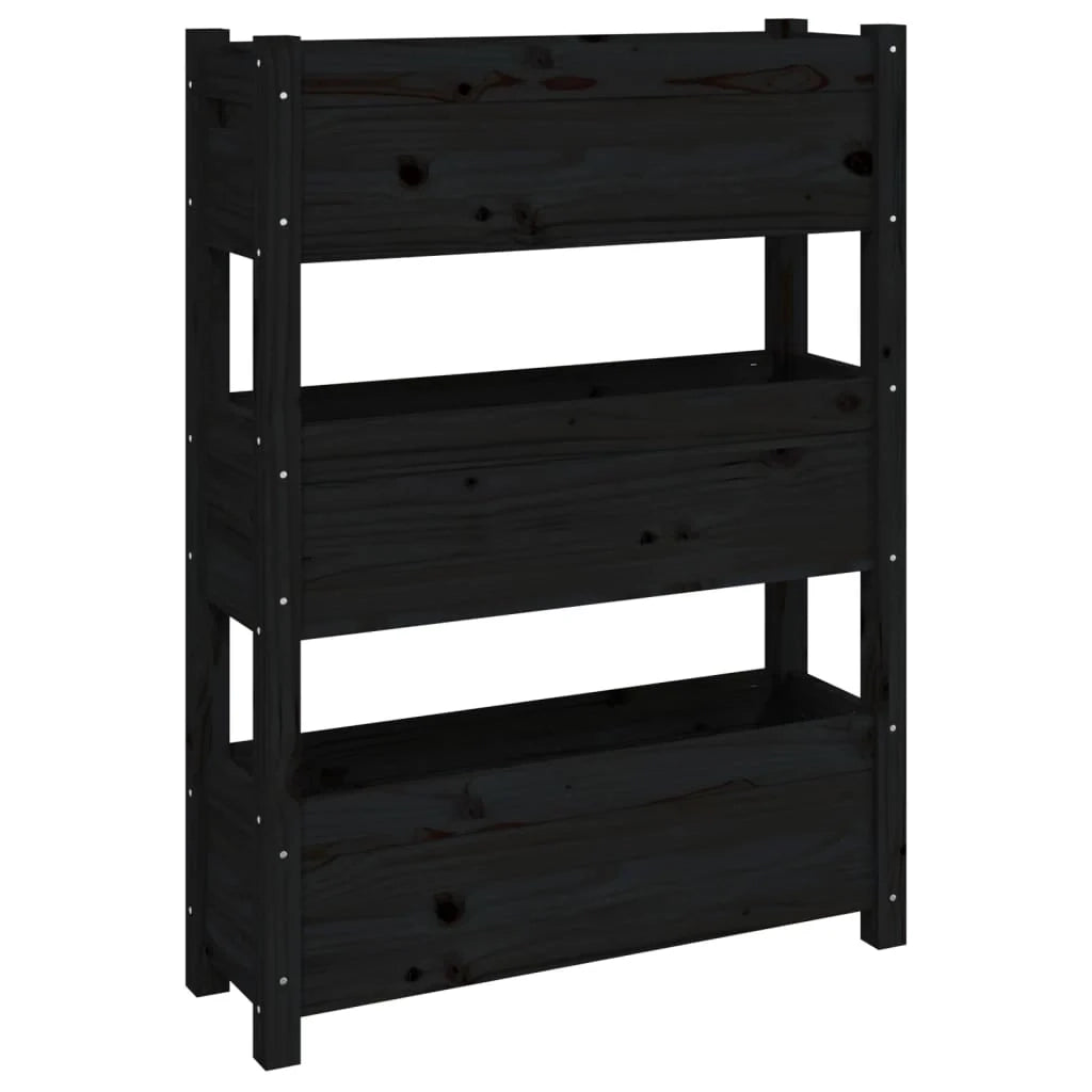 Fioriera rialzata per piante e fiori terrazza giardino 77 x 25 x 104,5 cm legno massello di pino nero 02_0037848