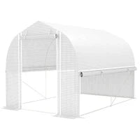 Serra a Tunnel 3 x 2 x 2 m in Polietilene con Lati Avvolgibili, Copertura in Plastica Resistente ai Raggi UV e Struttura in Acciaio Zincato, Bianco