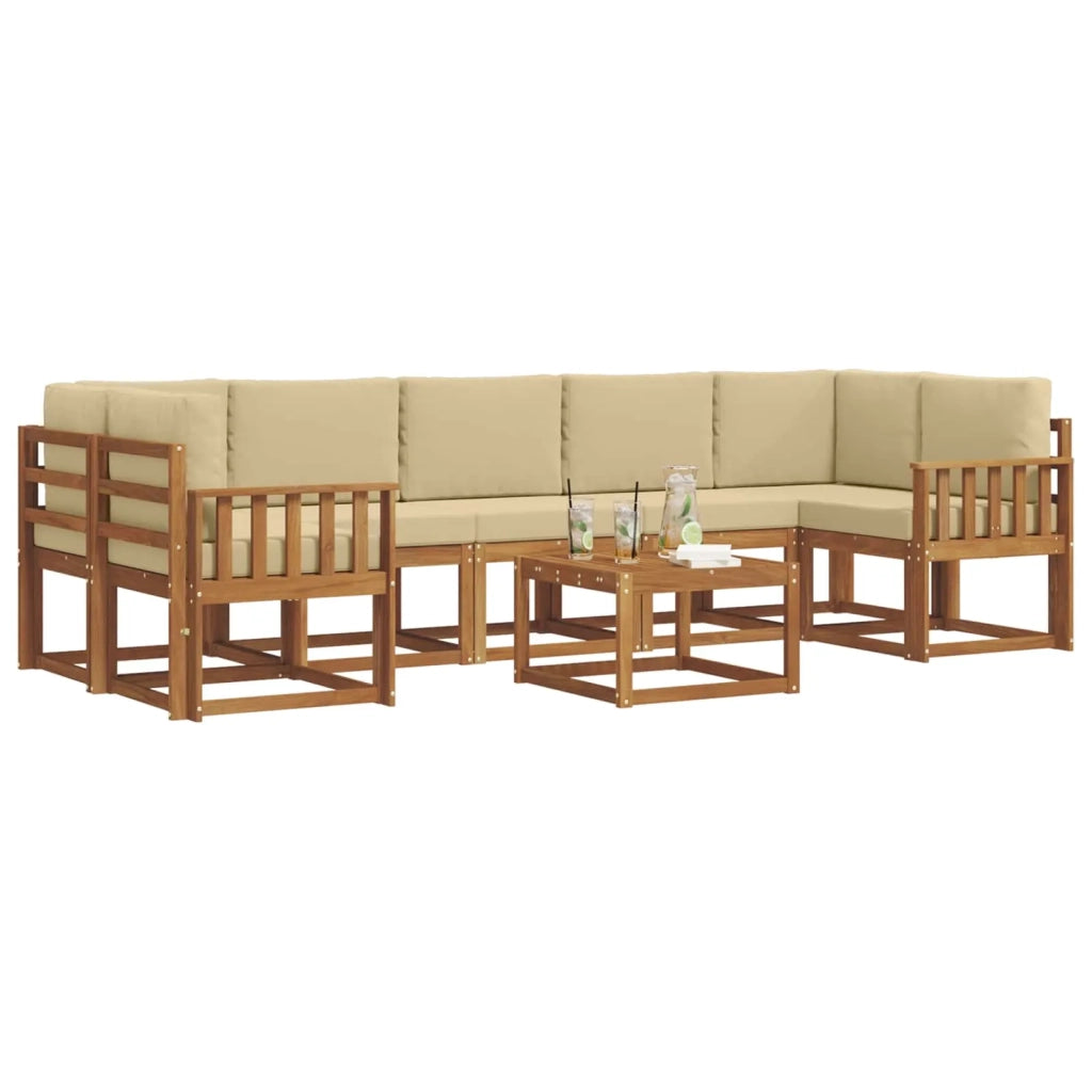Set di divani da esterno con cuscino 8 pcs Naturale e Beige