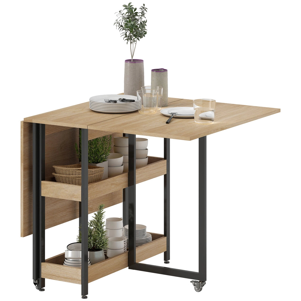 Tavolo da pranzo pieghevole con ruote ¨C zephmum ¨C quercia 120x60x75 cm
