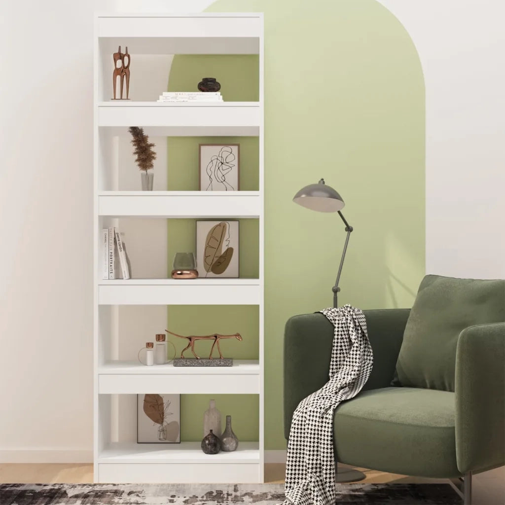 Libreria Divisorio-Scaffale per Libri-Mobile di Stoccaggio Bianco 60x30x166 cm in Truciolato