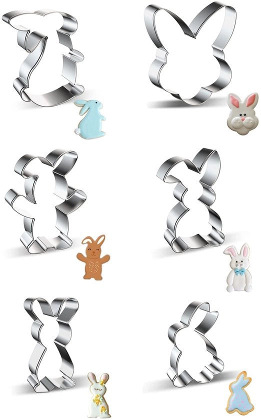 Confezione di 6 mold per biscotti in forma di coniglio, per Pasqua, coniglio di Pasqua, biscotti in forma di coniglio, regalo per bambini