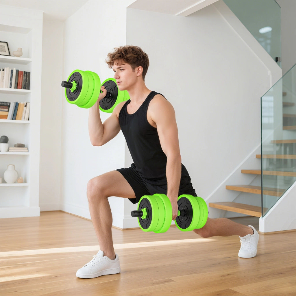 Set Hantel con Kettlebell 20 kg Regolabile ¨C zephmum ¨C Verde