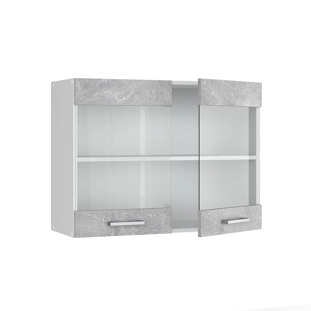 Vicco Mobile da cucina in vetro Calcestruzzo 80 cm