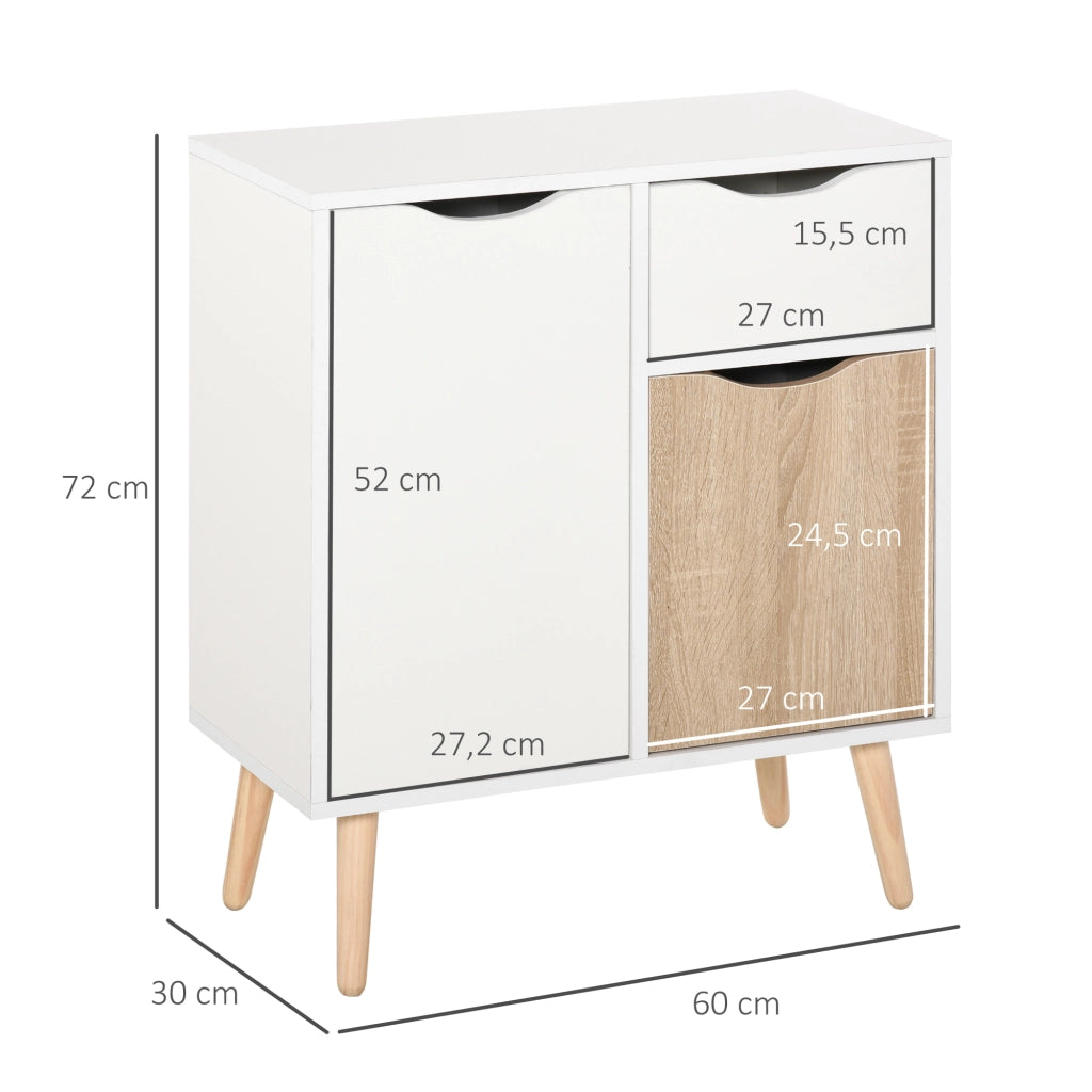 Buffet cassettiere design scandinavo ¨C zephmum ¨C 2 ante 1 cassetto scorrevole legno quercia chiaro