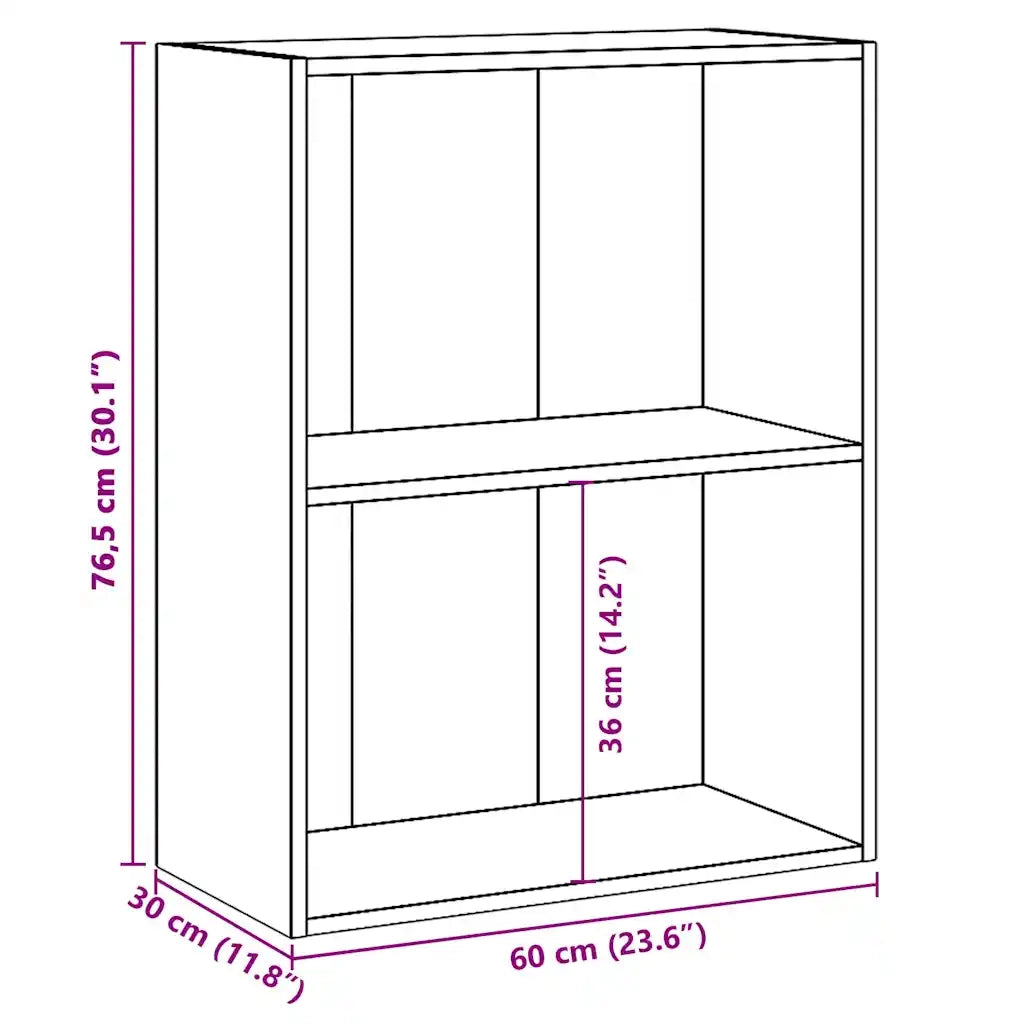 Libreria 2 Ripiani-Scaffale per Libri-Mobile di Stoccaggio Rovere Sonoma 60x30x76,5cm Legno Multistrato