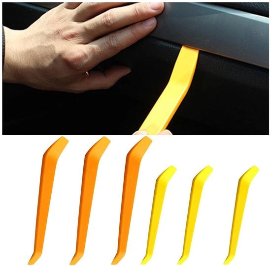 Kit di apertura di portiere in plastica 6 pezzi per auto, set di strumenti per la rimozione di pannelli interno, attrezzo per la rimozione di pannelli per la montaggio e la rimozione del cruscotto