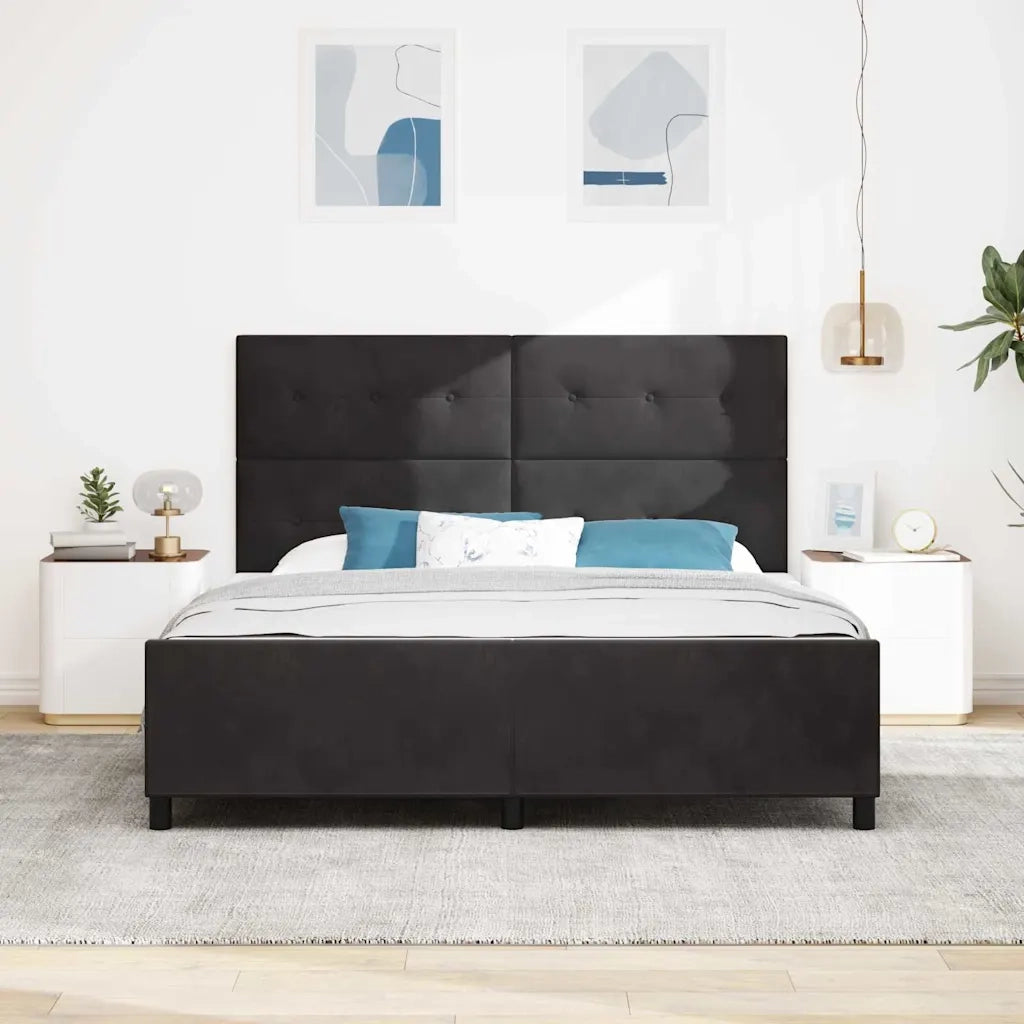 Letto a molle con testiera Nero 180 x 200 cm Velluto 3344959