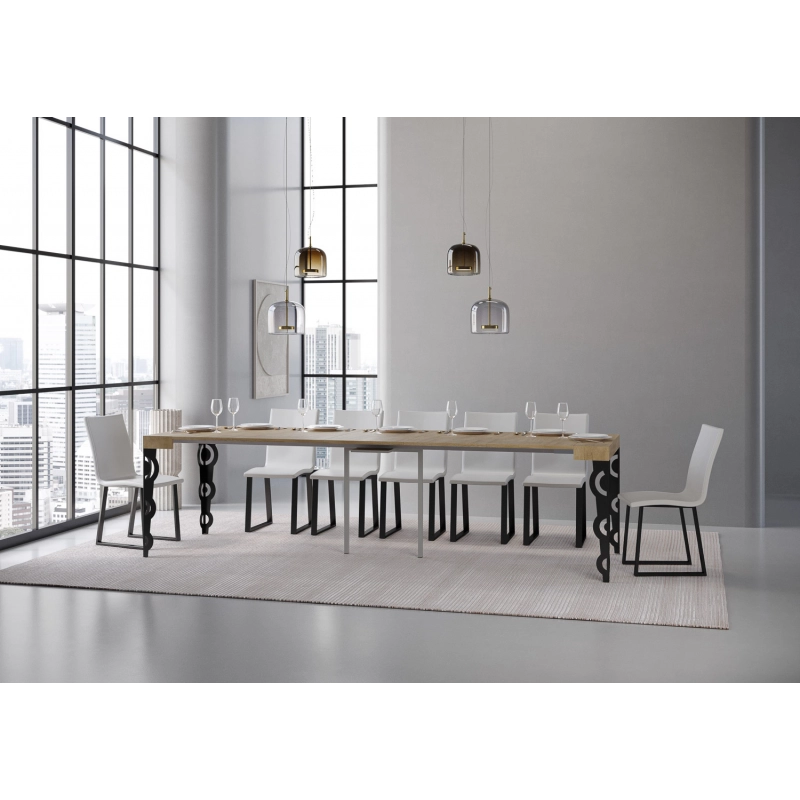 Consolle allungabile 90x40/300 cm Karamay telaio Antracite - Quercia Natura
