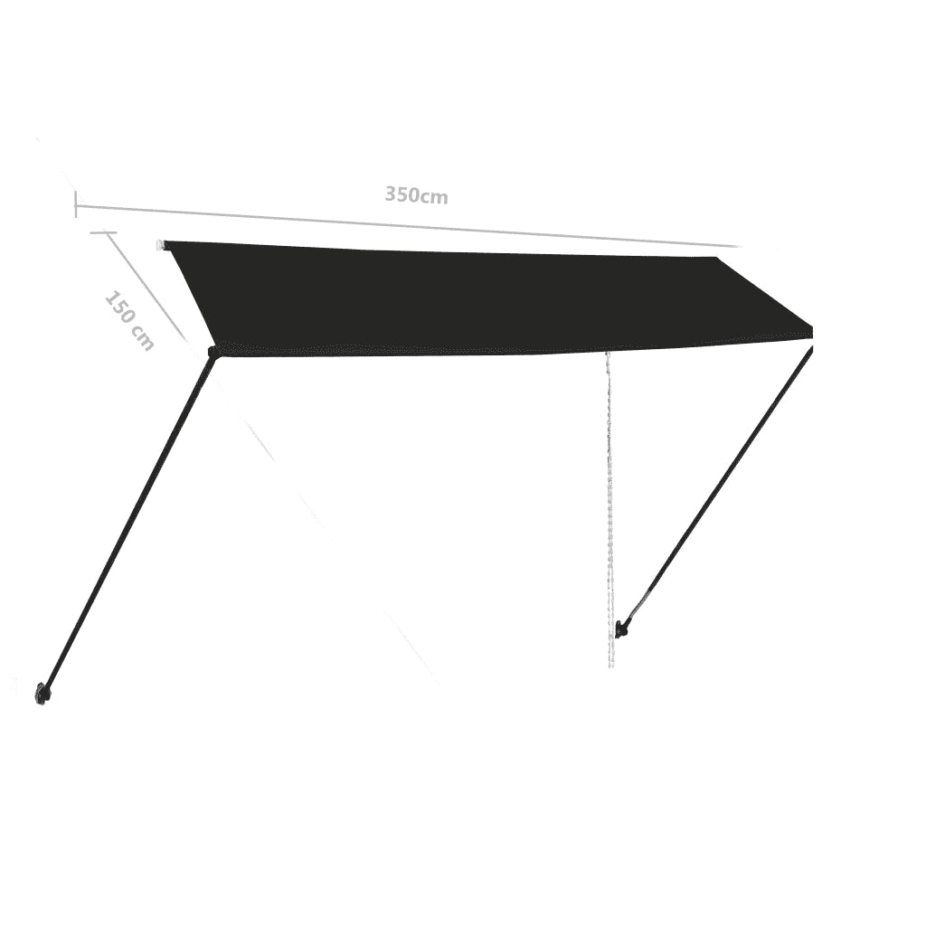 Tenda da Sole Retrattile con LED 350x150 cm Antracite 145919