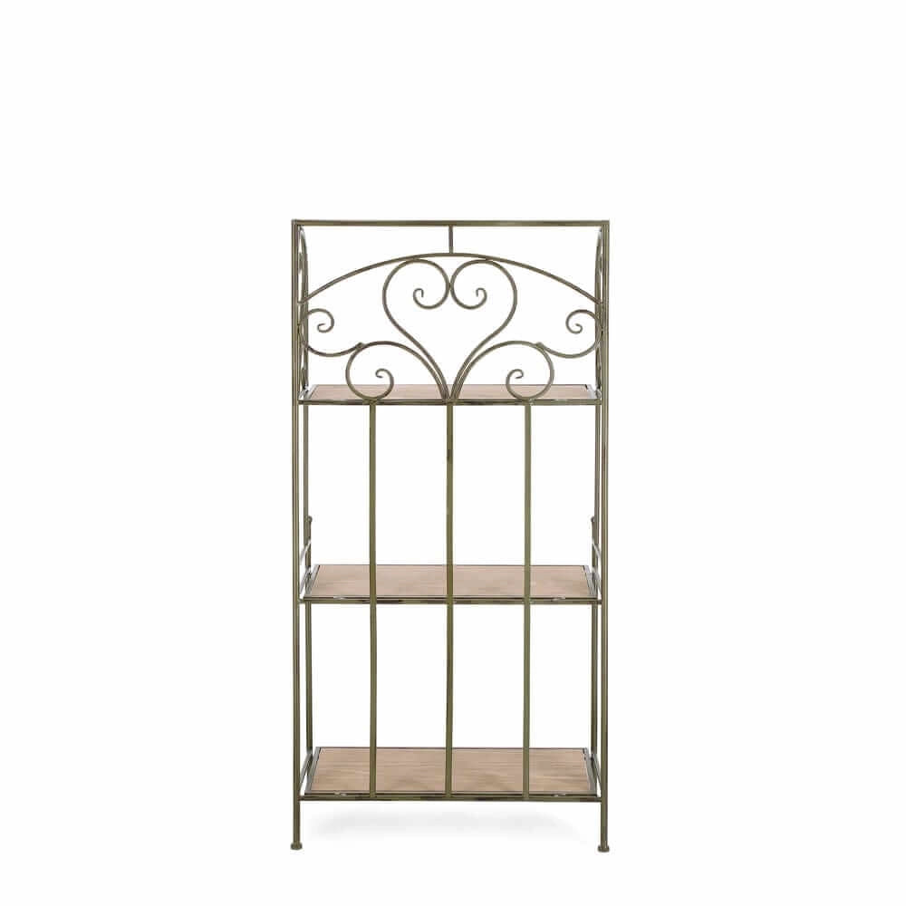 Scaffale Pieghevole in Metallo Bianco con 3 Ripiani in Legno - GISEL