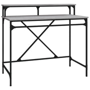 Scrivania | Tavolo da Ufficio Grigio Sonoma 100x50x90 cm Legno Multistrato e Ferro