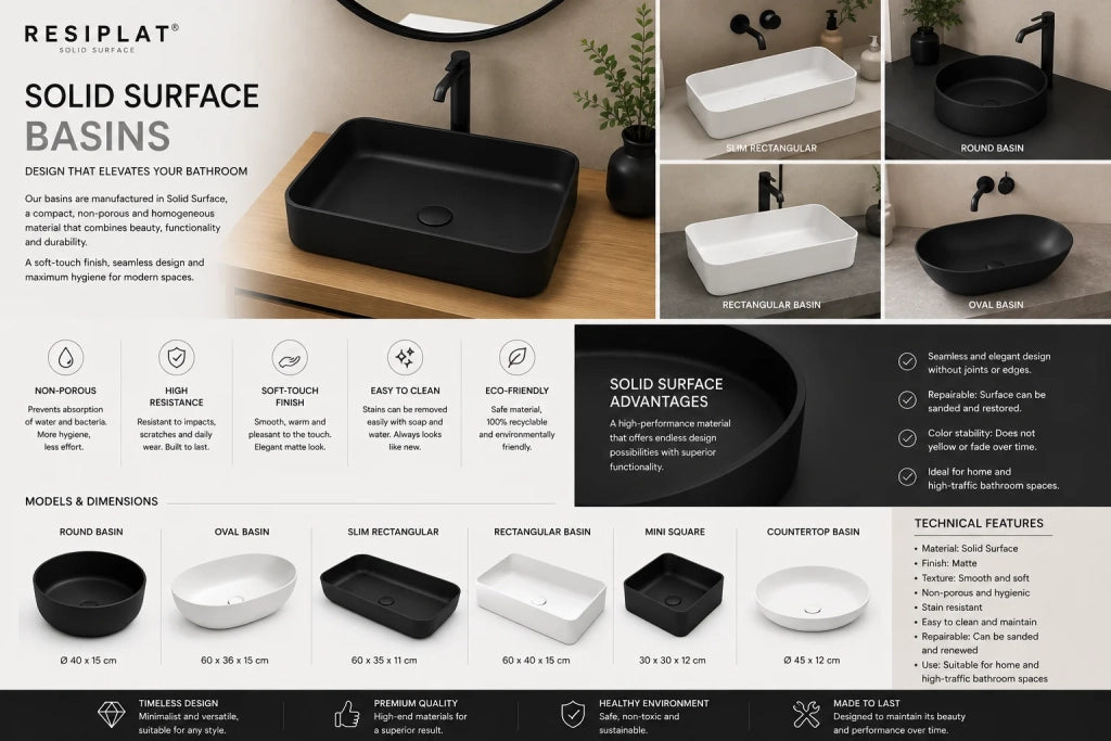 Lavabo da appoggio Solid Surface MONACO - nero