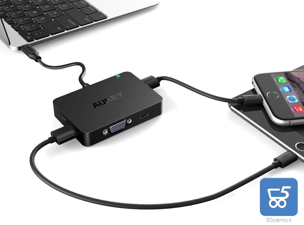 PACK 5 PER Usb Type-C Hub 4 USB 3.0 ricarica uscita Vga Full Hd Macbook Pro Samsung Lenovo Dell Huawei - RIVENDITORE