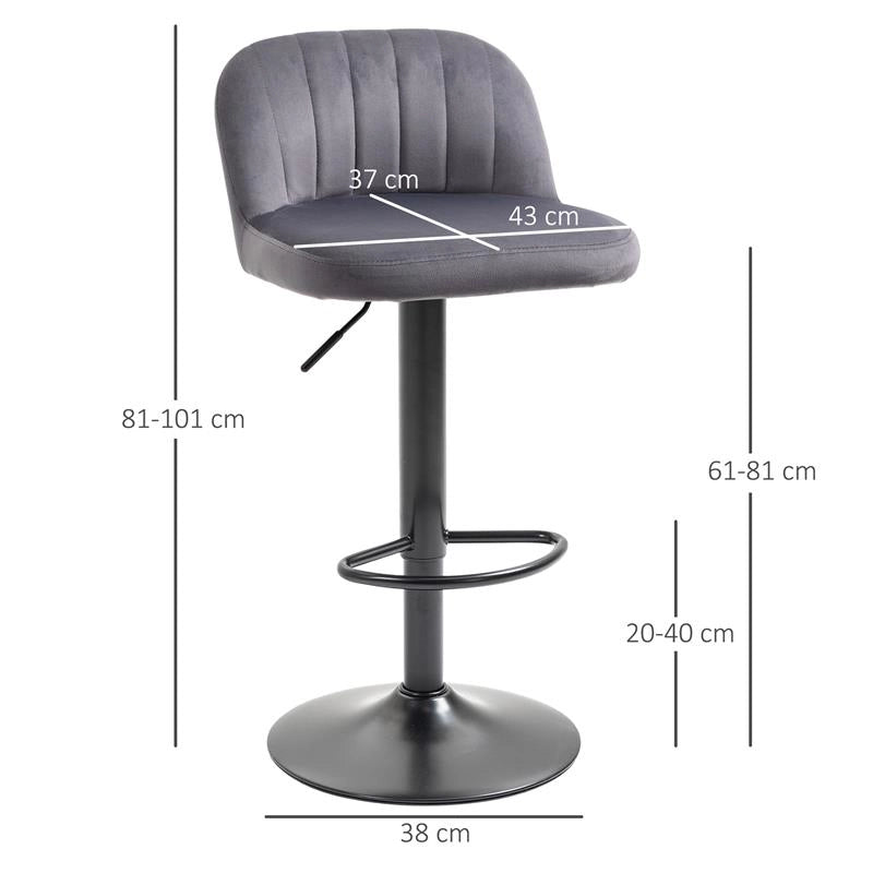 SET 2 SGABELLI GIREVOLI CON ALTEZZA REGOLABILE, GRIGIO