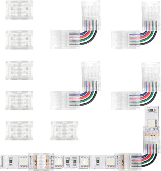 Connettore per Strisce LED RGB 5050 - 10 mm - 4 poli - 10 pezzi - Hozzoccollegamento.