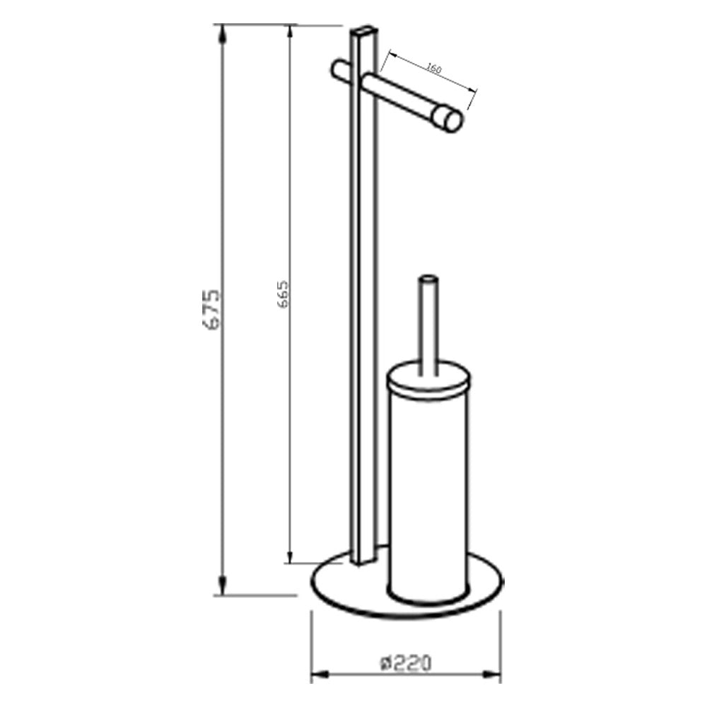 Piantana Portascopino e Porta Rotolo Bianca in Legno di Bambù