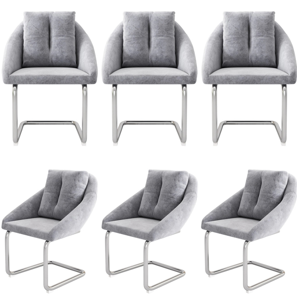 Set di 6 sedie in velluto con struttura in metallo grigio