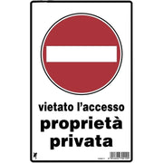 Cartello in plastica "vietato l'accesso proprietà privata" 30 x 20 cm