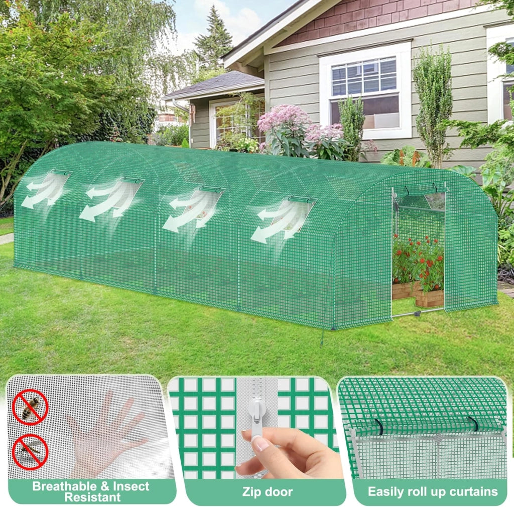 Serra in pellicola, 3 x 8 m, con 8 finestre, per la coltivazione e la coltivazione di piante