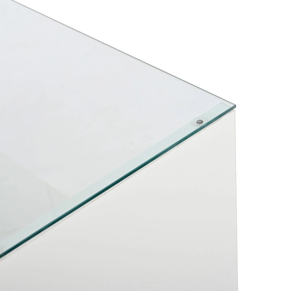 Tavolino da Caff¨¨ con LED, Vetro, 2 Cassetti e Vano Contenitore ¨C MINIMAL ¨C 105 cm