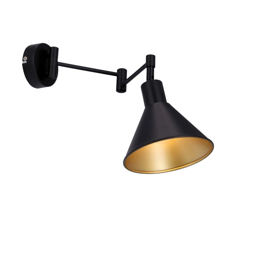 Applique Candellux Copenhagen nero oro metallo E14 orientabile