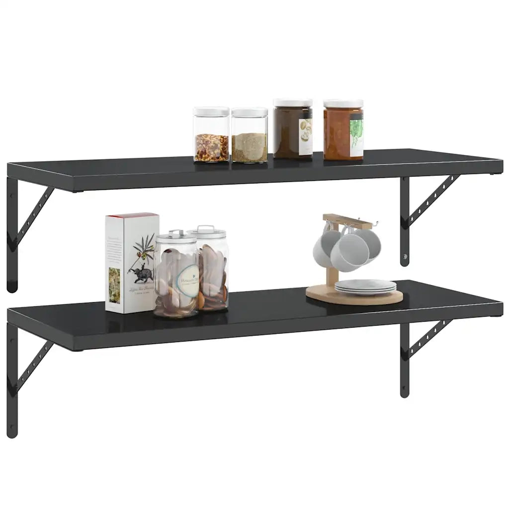 4 pz Staffe per Mensola | Ripiano | Scaffale 40x2,5x25 cm in Acciaio Inox Nero