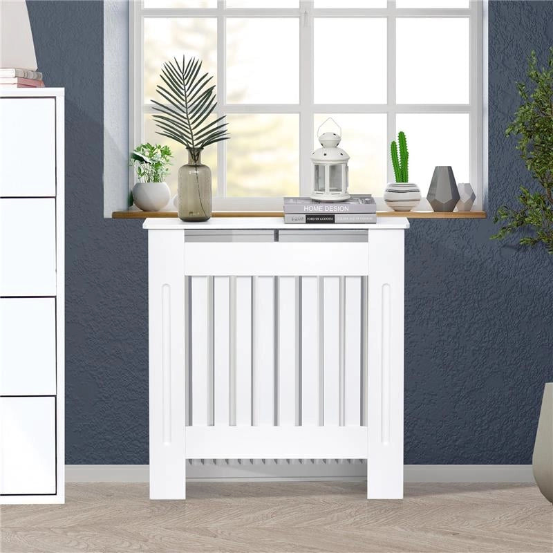 COPRITERMOSIFONE IN LEGNO MDF BIANCO CON DOGHE VERTICALI 78X19X81CM