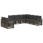 Set Divano da Giardino 9 pcs Grigio polyrattan 3435752