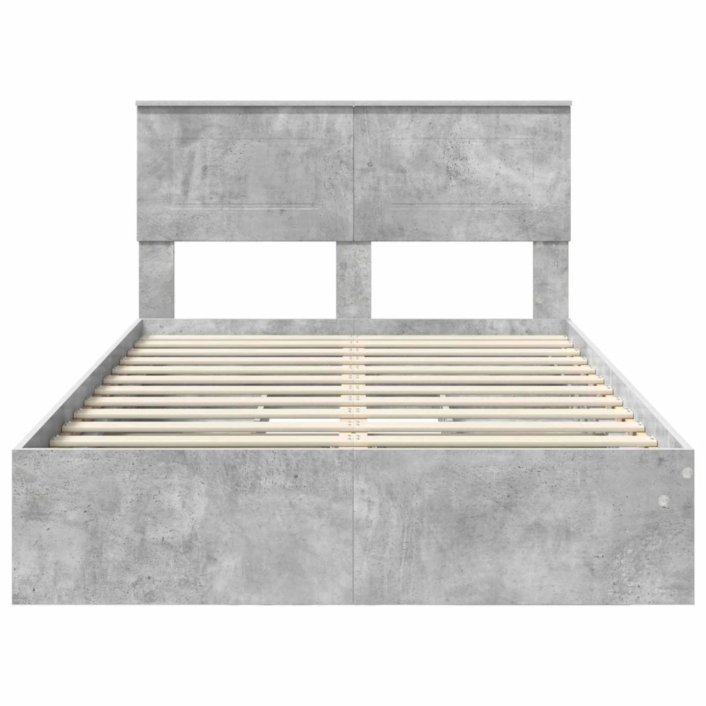 Letto con Contenitore con testiera Grigio cemento 135 x 190 cm