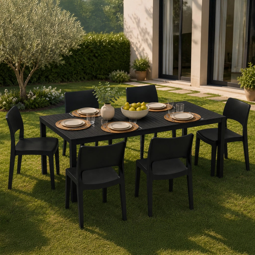 Salottino Outdoor Maseta, set Salotto da Esterno 6 Posti Made in Italy, Nero Antracite