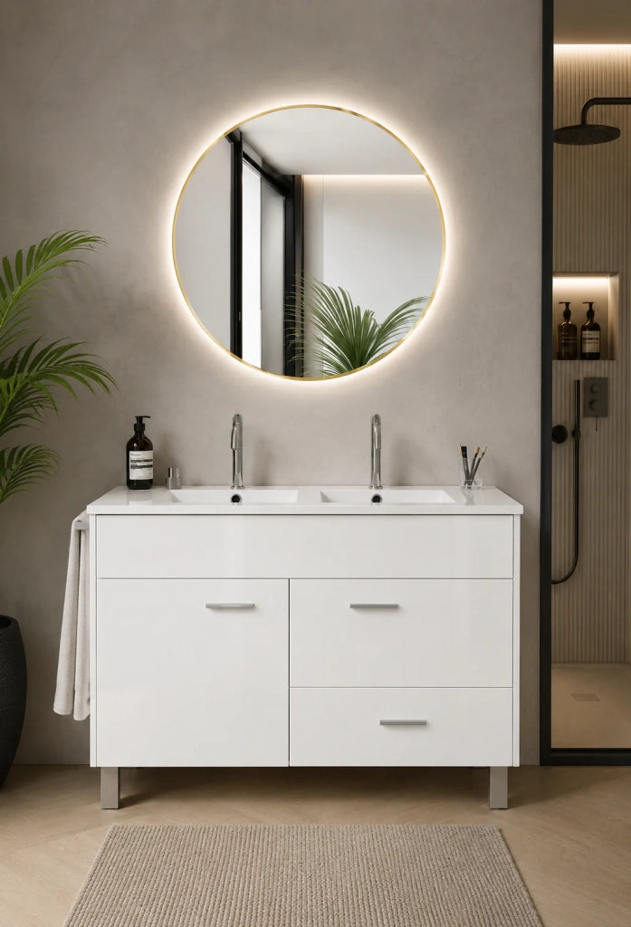 Mobile bagno con lavabo ORIGENBATH SAMOS senza specchio 120x45 cm doppio lavabo bianco
