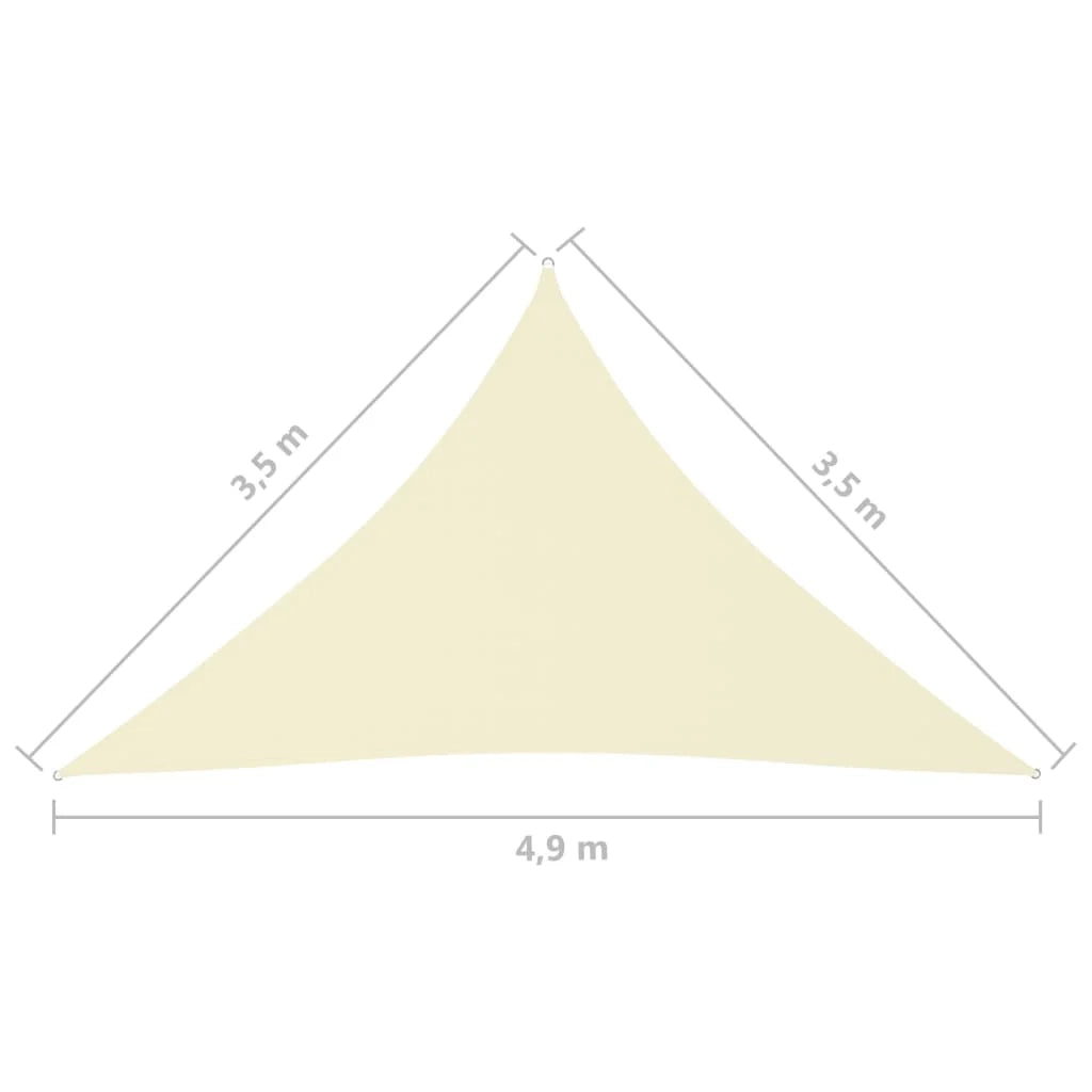 Vela ombreggiante/ombrellone triangolare in tessuto Oxford 3,5 x 3,5 x 4,9 m crema 02_0009806