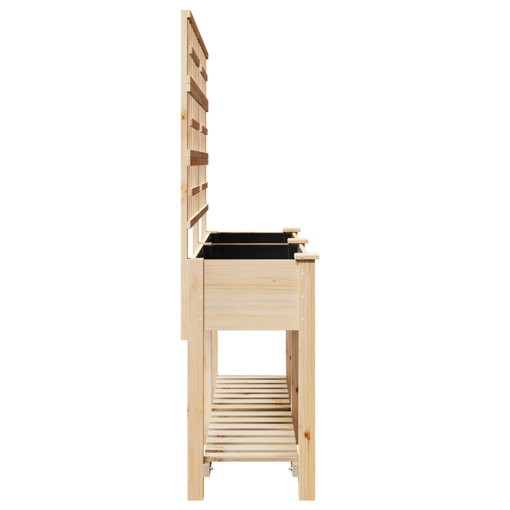Vaso da Giardino  con Trellis e Ripiano 161x43x152 cm in Legno Massello di Pino