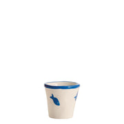 Zafferano Set 6 Bicchierini Stencil Collezione Lido in Ceramica Decorata a Mano Pesciolini Azzurri per Caffè e Dessert Prodotto Artigianale Italiano