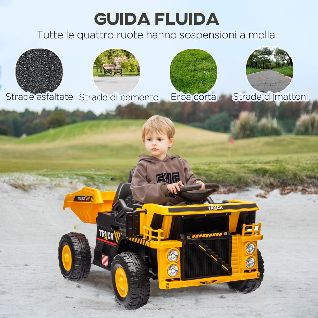 Camion Bambini Elettrico 12V ¨C zephmum ¨C Giallo
