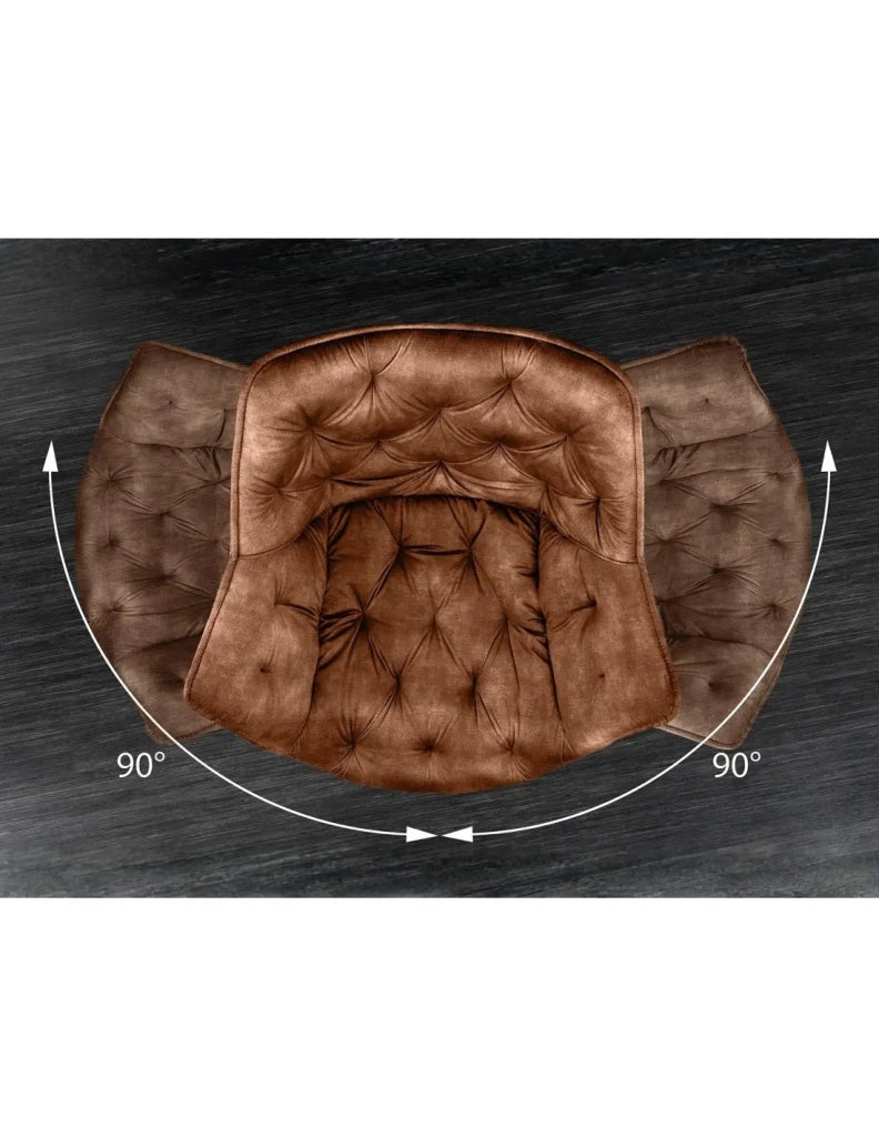 Set di 2 sedie design COMFY girevoli a 180° in velluto marrone trapuntato e piedi neri