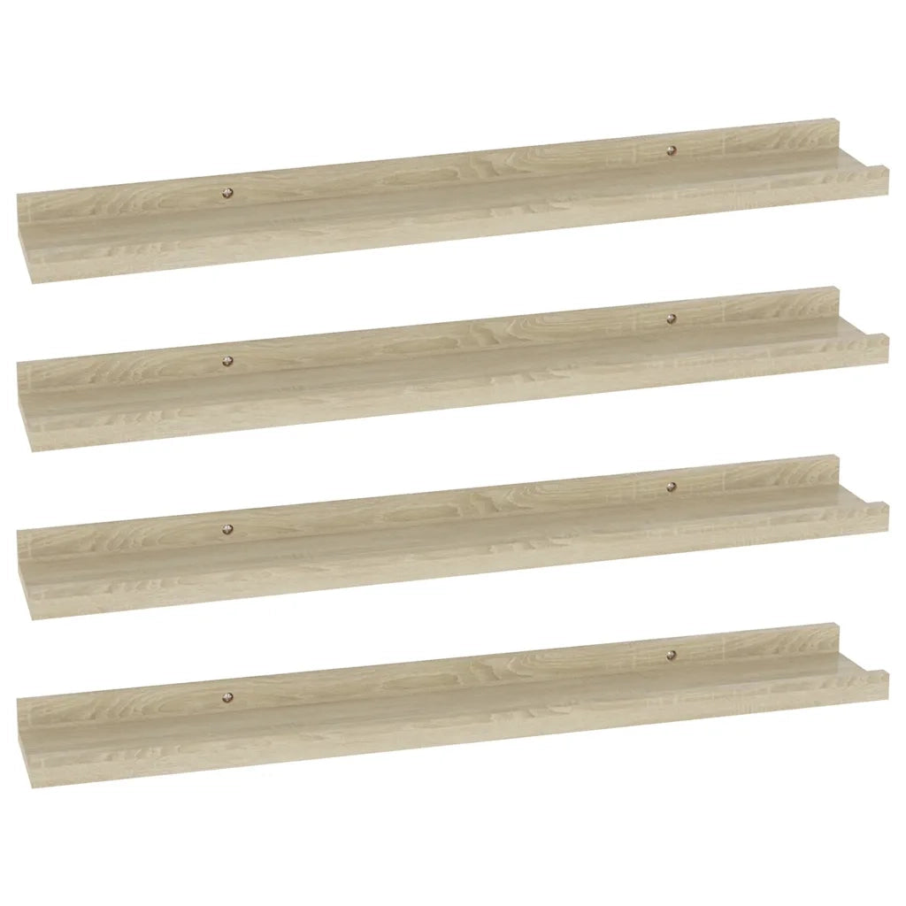 4 pz Mensole da Parete | Scaffali a Parete | Ripiano a parete Rovere Sonoma 60x9x3 cm