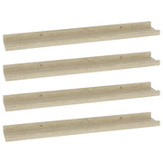4 pz Mensole da Parete | Scaffali a Parete | Ripiano a parete Rovere Sonoma 60x9x3 cm
