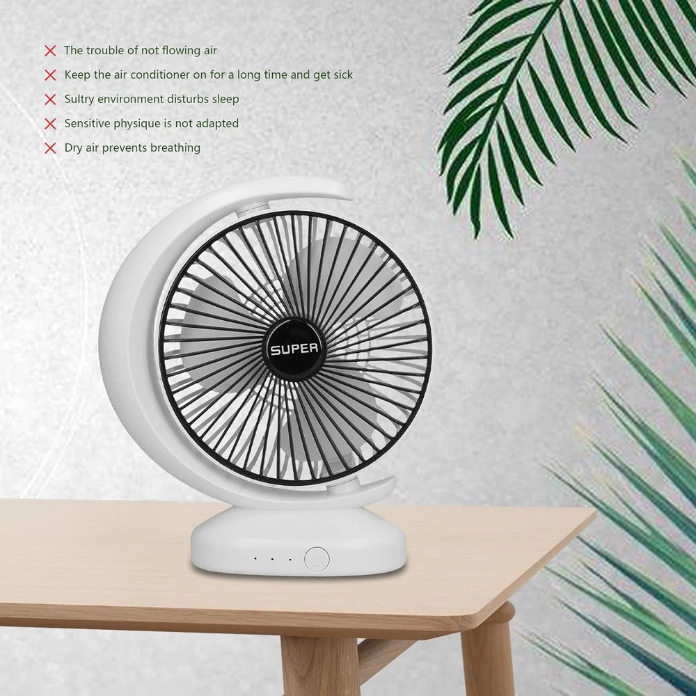 Trade Shop - Ventilatore Da Tavolo Usb Silenziosa Con Rotazione Testa Flusso D'aria A 3 Livelli -