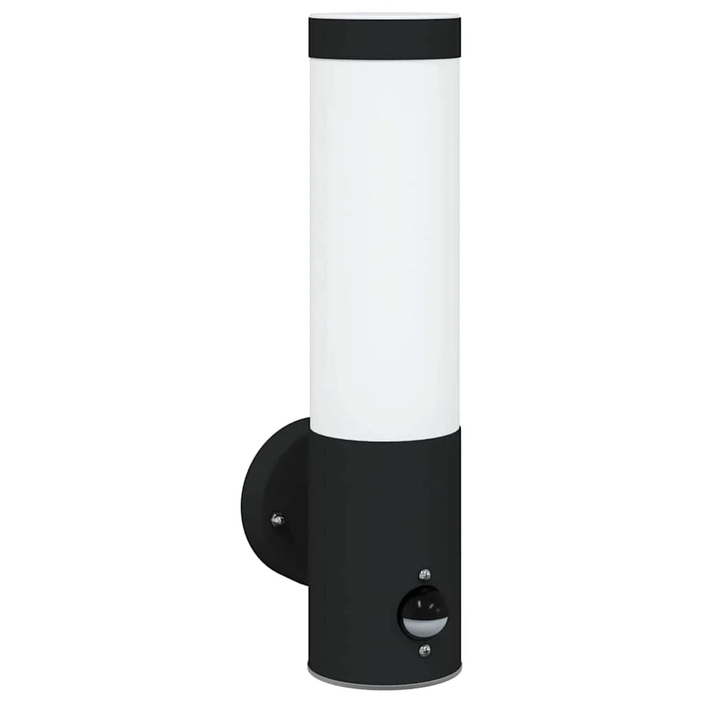 Set di 2 moderne applique da giardino impermeabili 12 x 8,5 x 29 cm acciaio inox nero 02_0056488