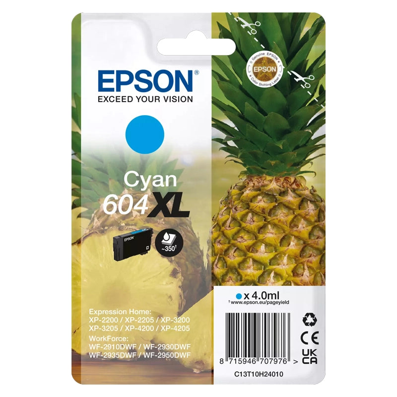 EPSON 604XL CIANO (C13T10H24020) - CARTUCCIA ORIGINALE AD ALTA EFFICIENZA