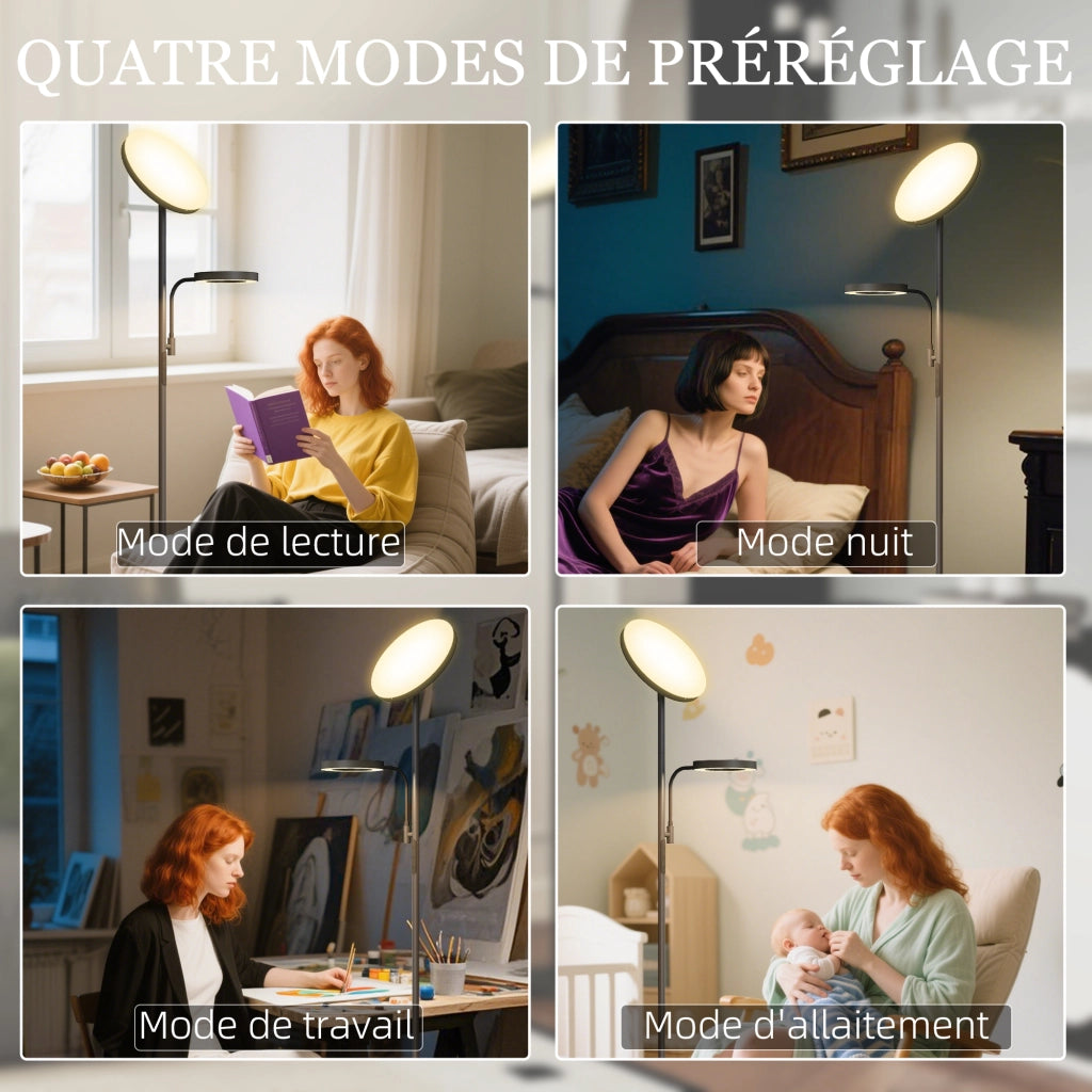 Lampada da terra LED dimmerabile 42W 2700K-6500K ¨C zephmum ¨C 4 colori, telecomando, touch